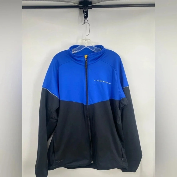 Nike Livestrong Mens DRI Fit Zip Up Jacket Size XLARGE Blue With Black. - Picture 1 of 11